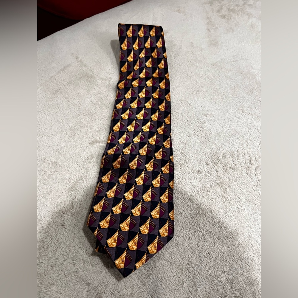 Vintage Valentino Geometric Tie in Purple and Gold